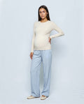 The Fluid Maternity Wide-Leg Trousers in Powder blue, front view