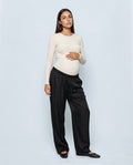 The Draped Maternity Trousers in Black, front view