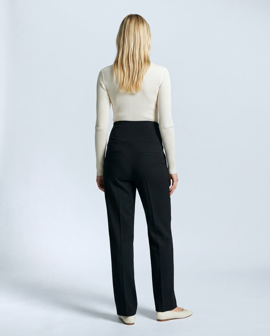 Daphne Tailored Maternity Trousers in Black, back view on a non-pregnant model