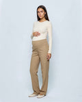 Daphne Tailored Maternity Trousers in Curry beige, front view