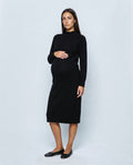 Alice Mock-Neck Knit Dress in Black, front view