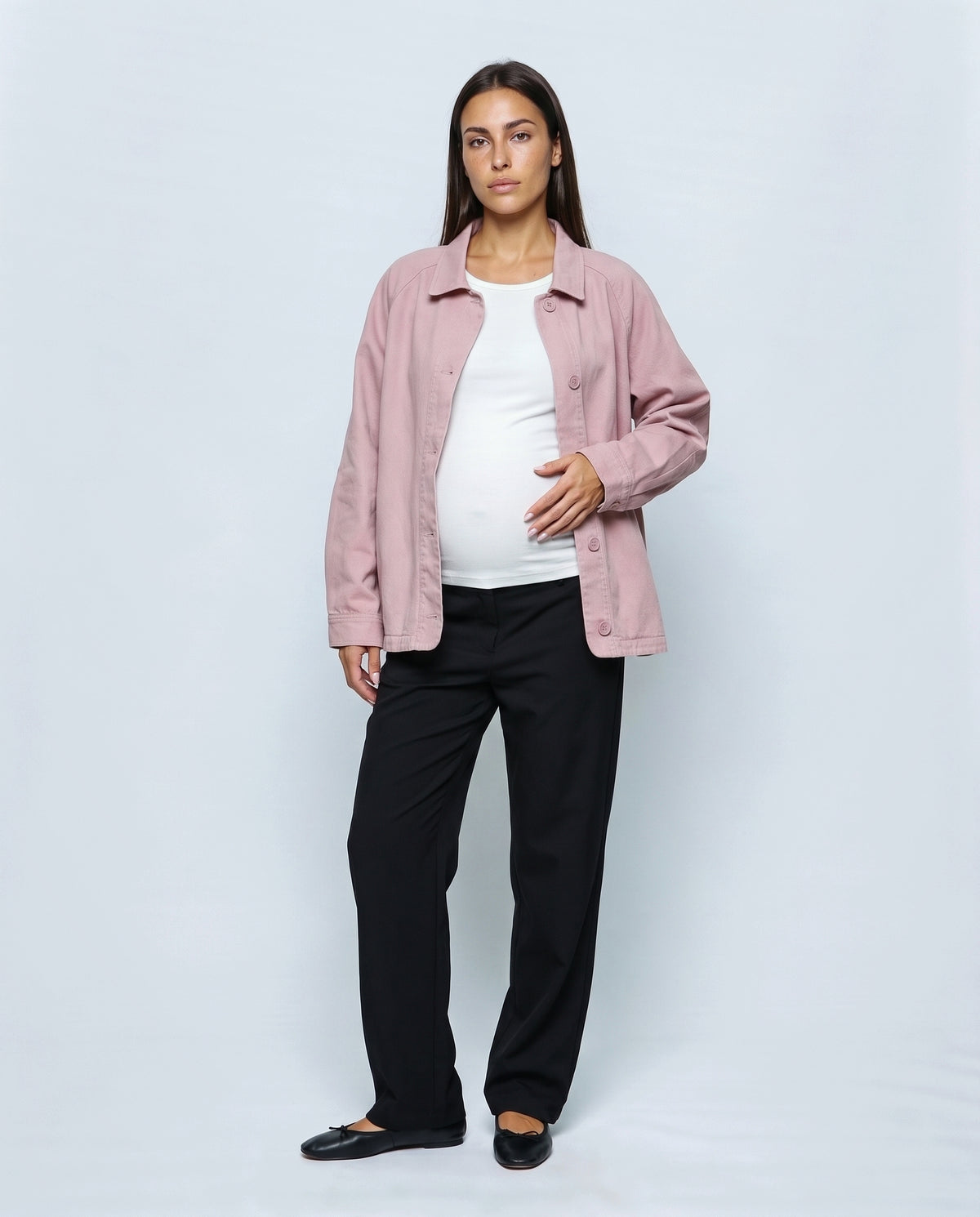 The Relaxed Utility Jacket in Light pink, front view