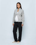 Sasha Double-Zip Knit Cardigan in Light grey, front view