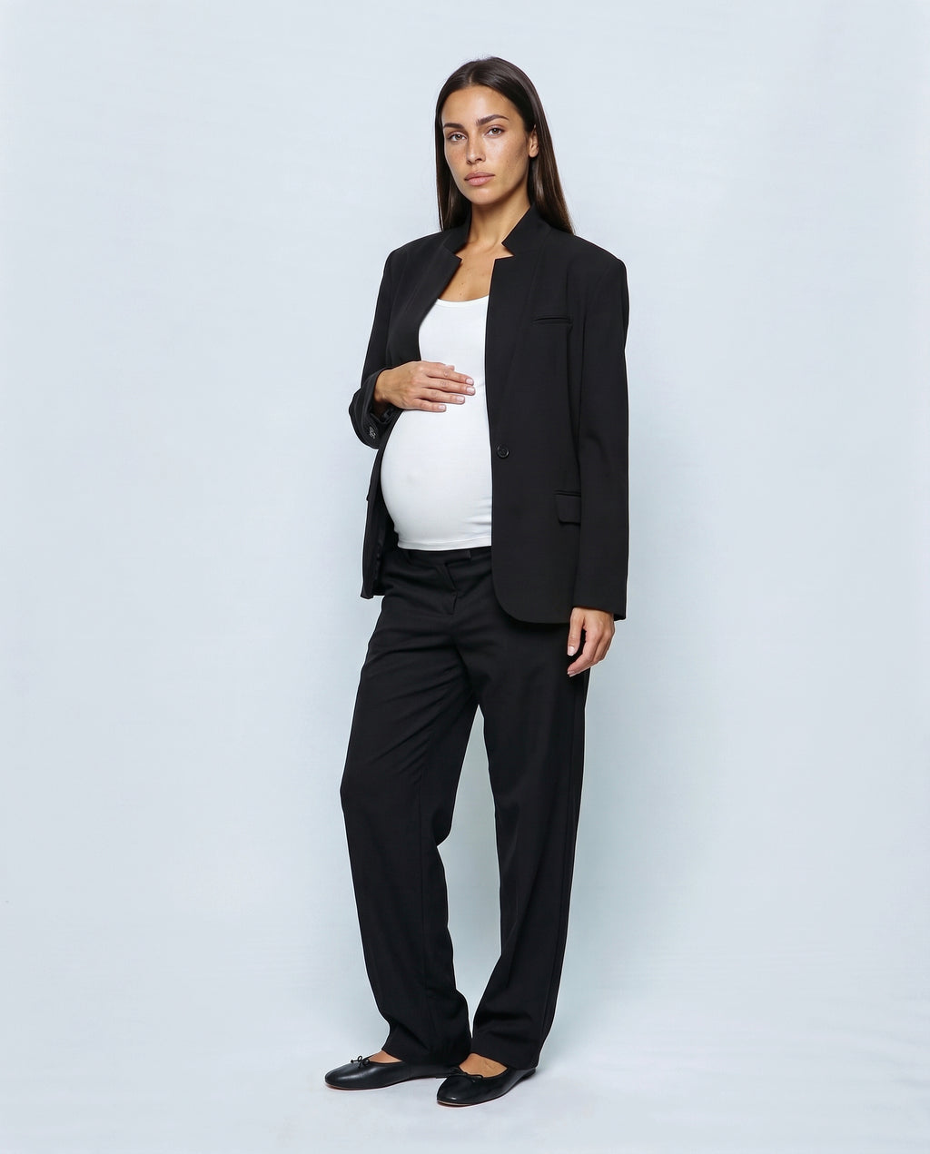 The Stand-Collar Checked Jacket in Black, front view