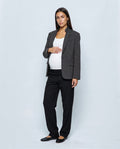The Stand-Collar Checked Jacket in Dark grey, front view