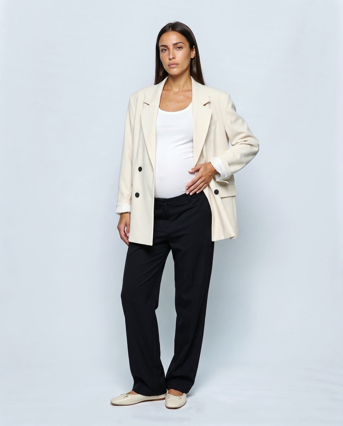 Lou Oversized Blazer in Ivory, front view
