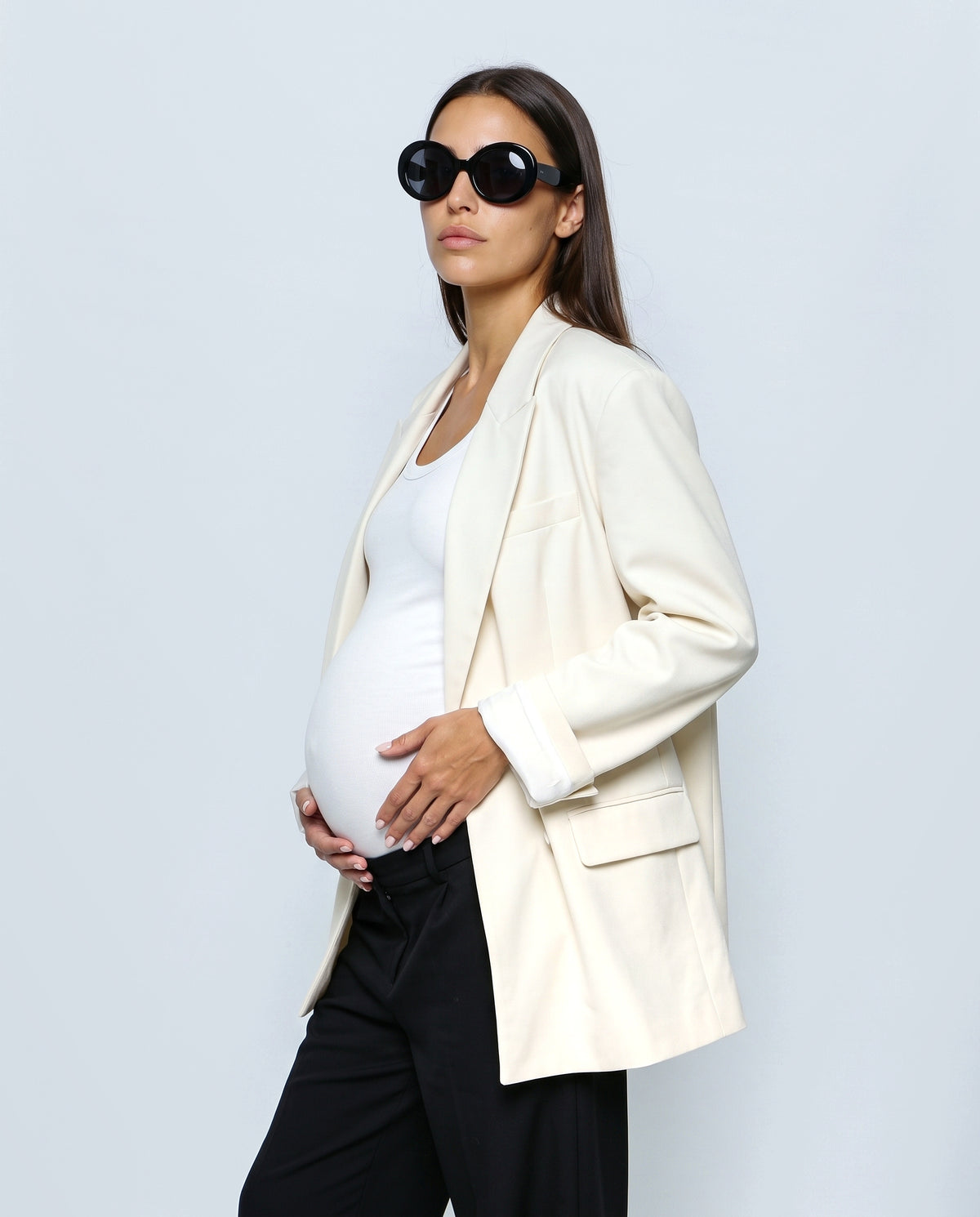 Lou Oversized Blazer in Ivory, side view