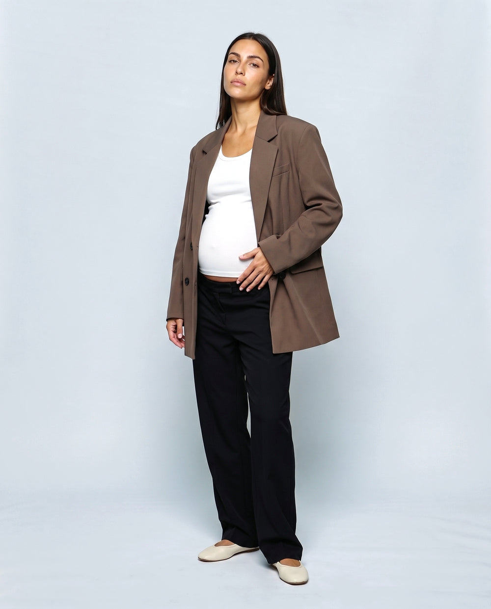 Lou Oversized Blazer in Mocha brown, front view