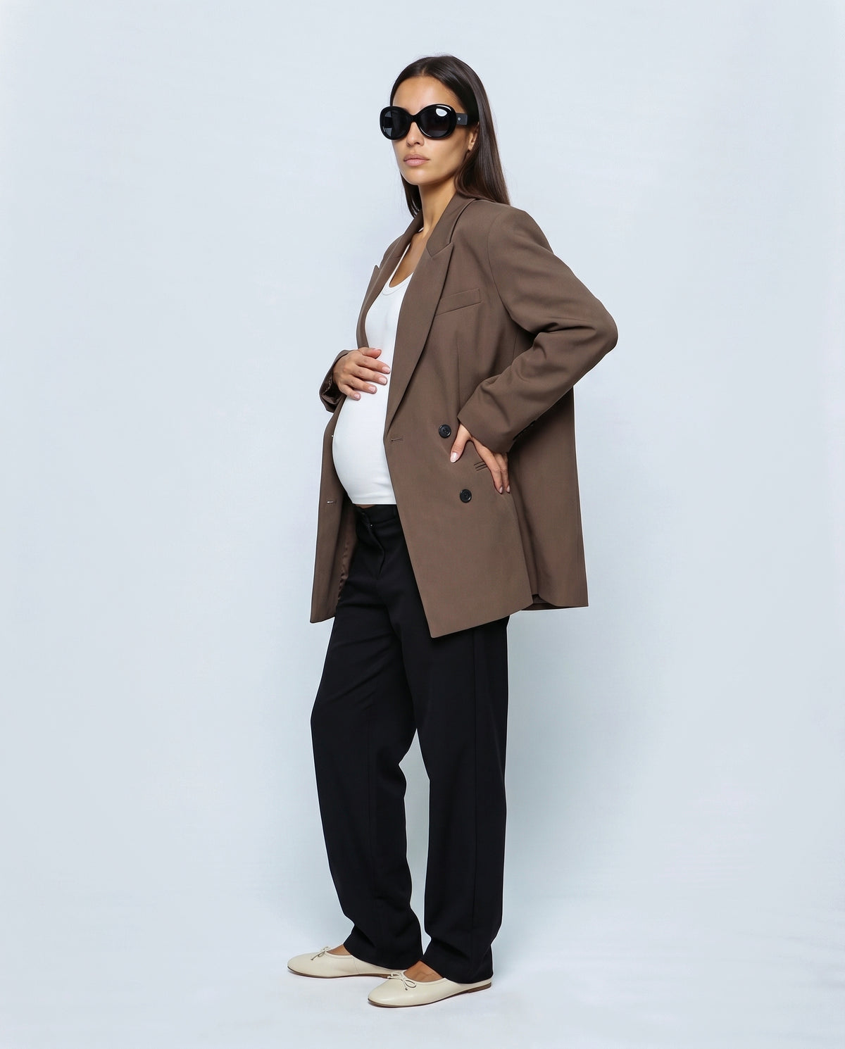 Lou Oversized Blazer in Mocha brown, side view