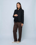 The Collarless Tailored Jacket in Black, front view