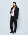 The Relaxed Pinstripe Blazer in Black, front view