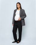 The Relaxed Pinstripe Blazer in Grey pinstripe, front view