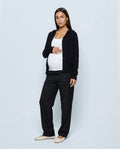 The Everyday Hooded Cardigan in Black, front view