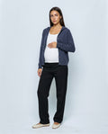 The Everyday Hooded Cardigan in Navy, front view