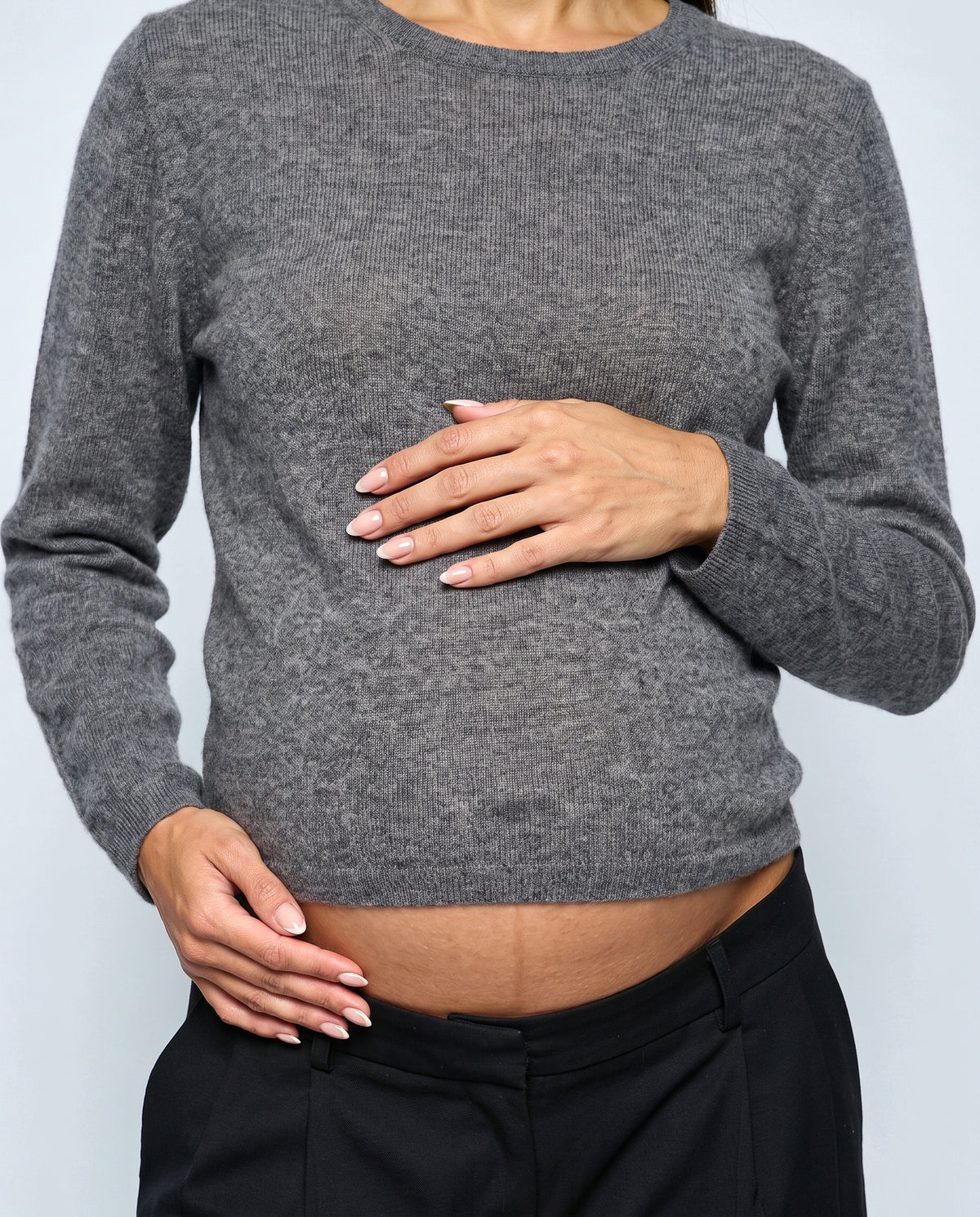 The Refined Crewneck Knit in Grey, fabric detail