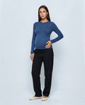 The Refined Crewneck Knit in Ink blue, front view