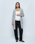 The Open-Front Longline Cardigan in Grey, front view
