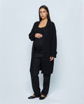 Simone Longline Knit Cardigan in Black, front view