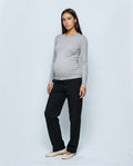 The Fine-Knit Layering Top in Frost grey, front view