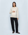 The Relaxed Knit Hoodie in Cream, front view