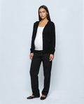 The Hooded Button Cardigan in Black, front view
