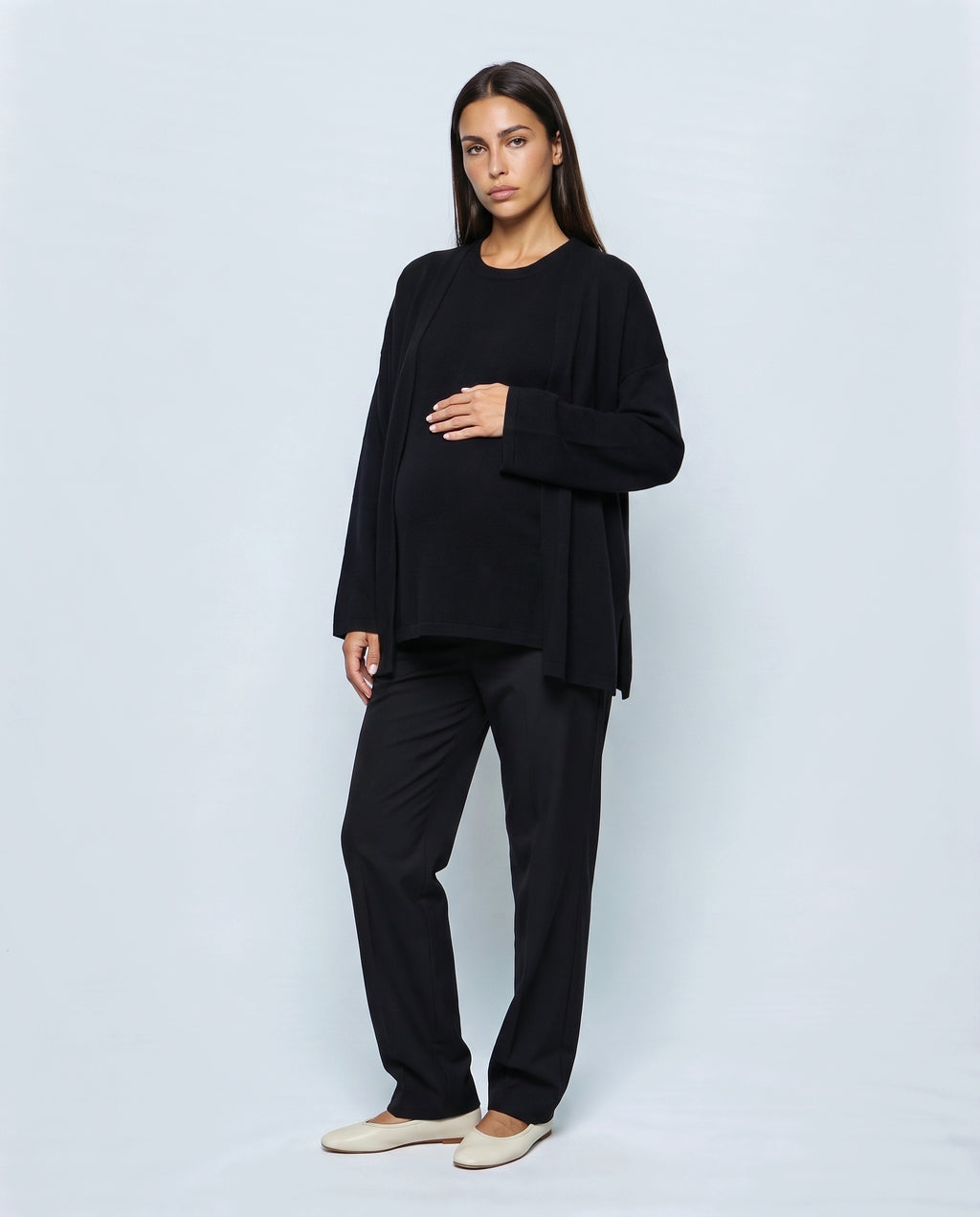 The Cardigan & Shell Twinset in Black, front view