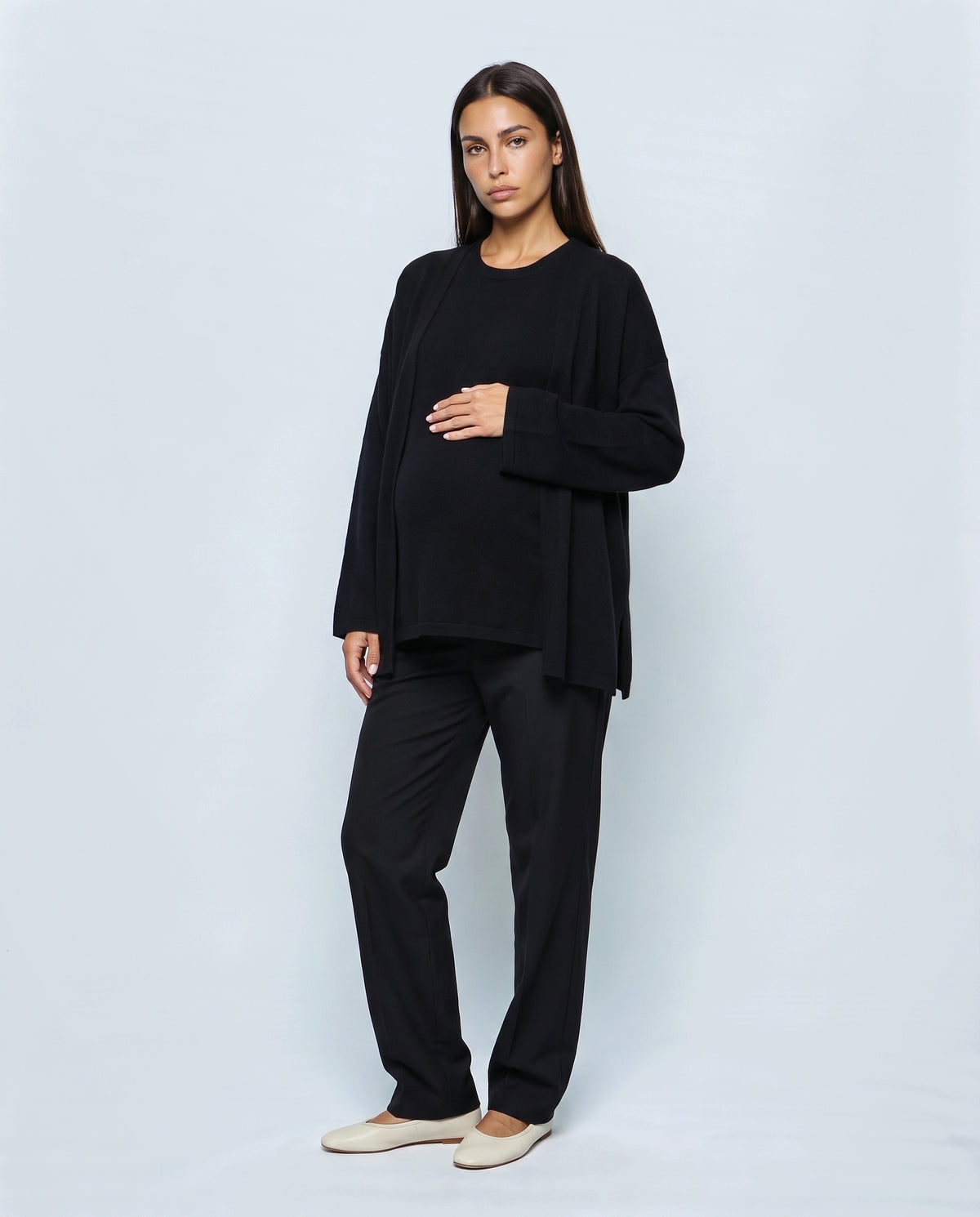 The Cardigan & Shell Twinset in Black, front view