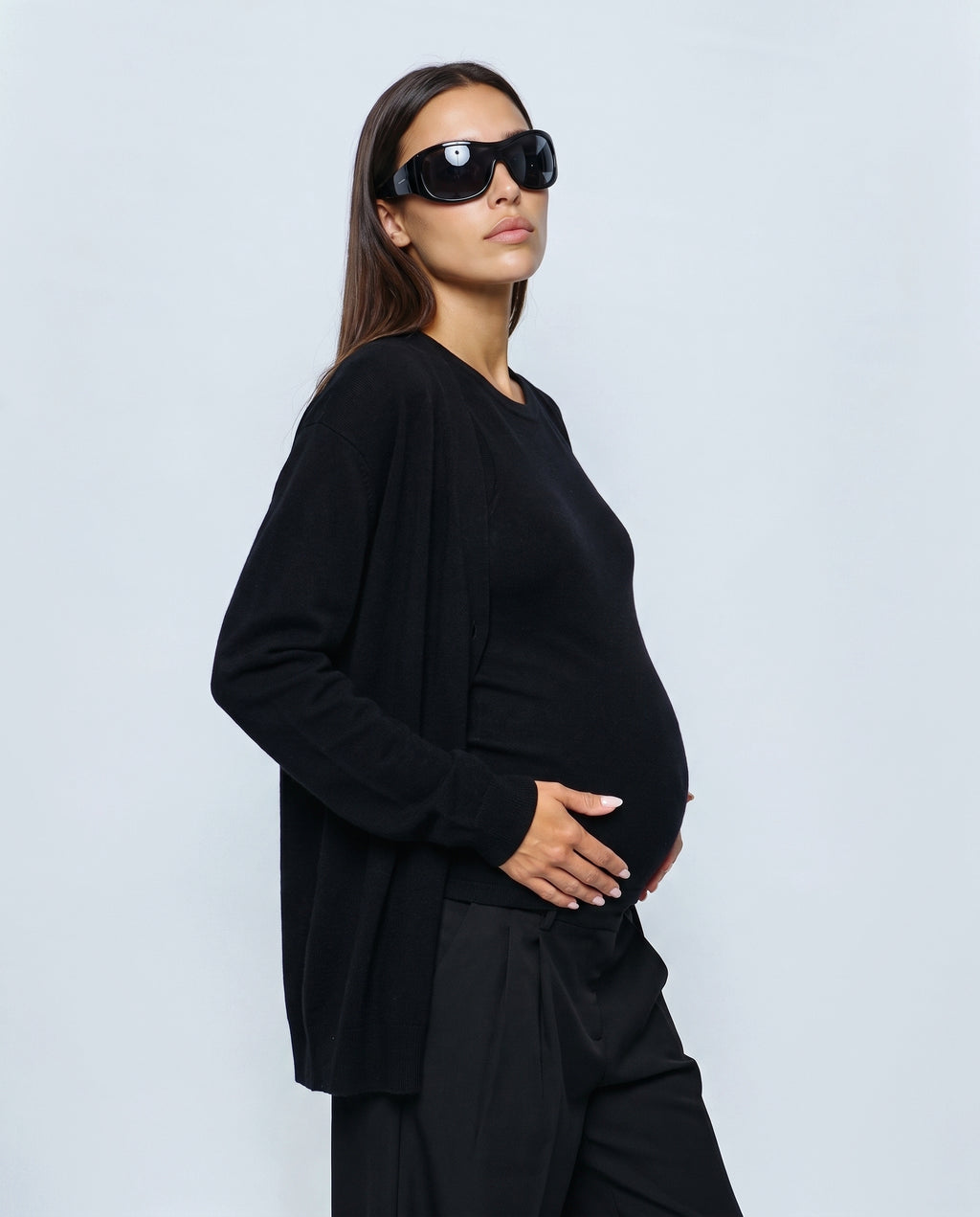The Cardigan & Shell Twinset in Black, side view