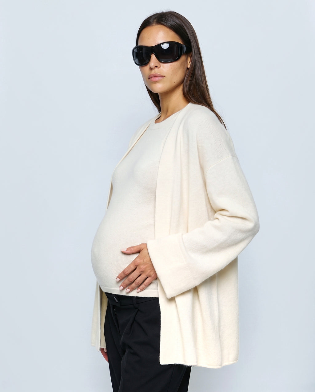 The Cardigan & Shell Twinset in Cream, side view