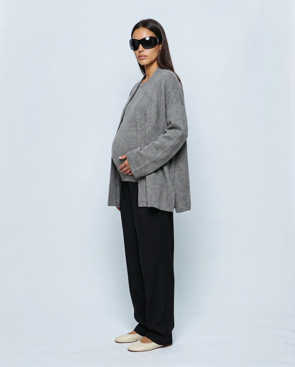 The Cardigan & Shell Twinset in Grey, side view