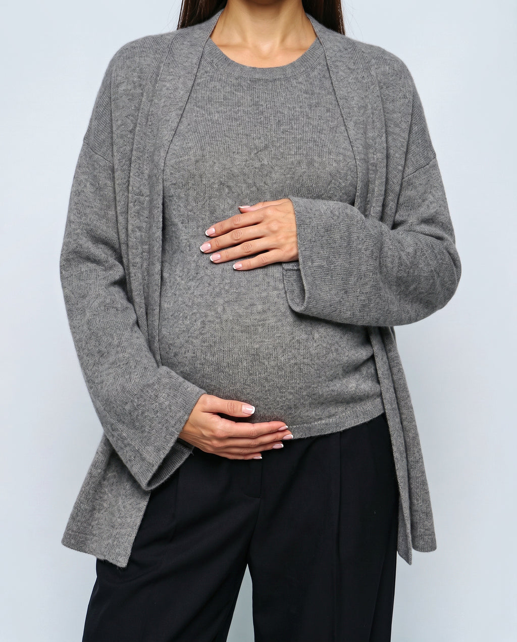 The Cardigan & Shell Twinset in Grey, fabric detail