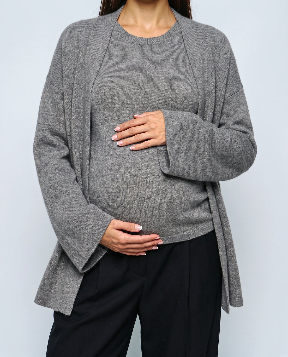 The Cardigan & Shell Twinset in Grey, fabric detail