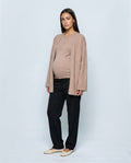 The Cardigan & Shell Twinset in Rose taupe, front view