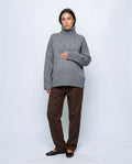 Nina Relaxed Turtleneck in Grey, front view