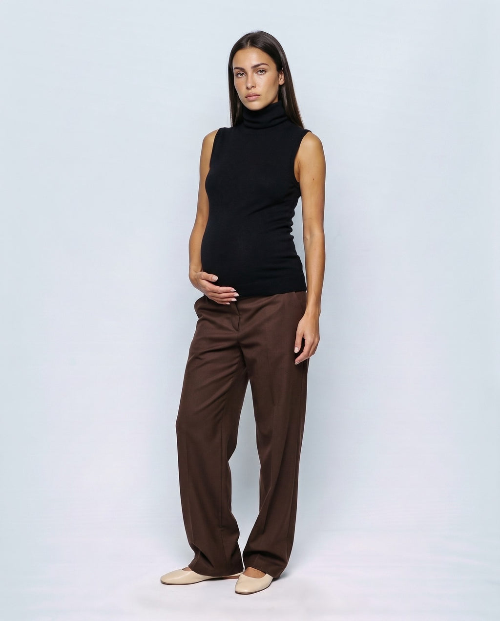 Noa Sleeveless Turtleneck in Black, front view