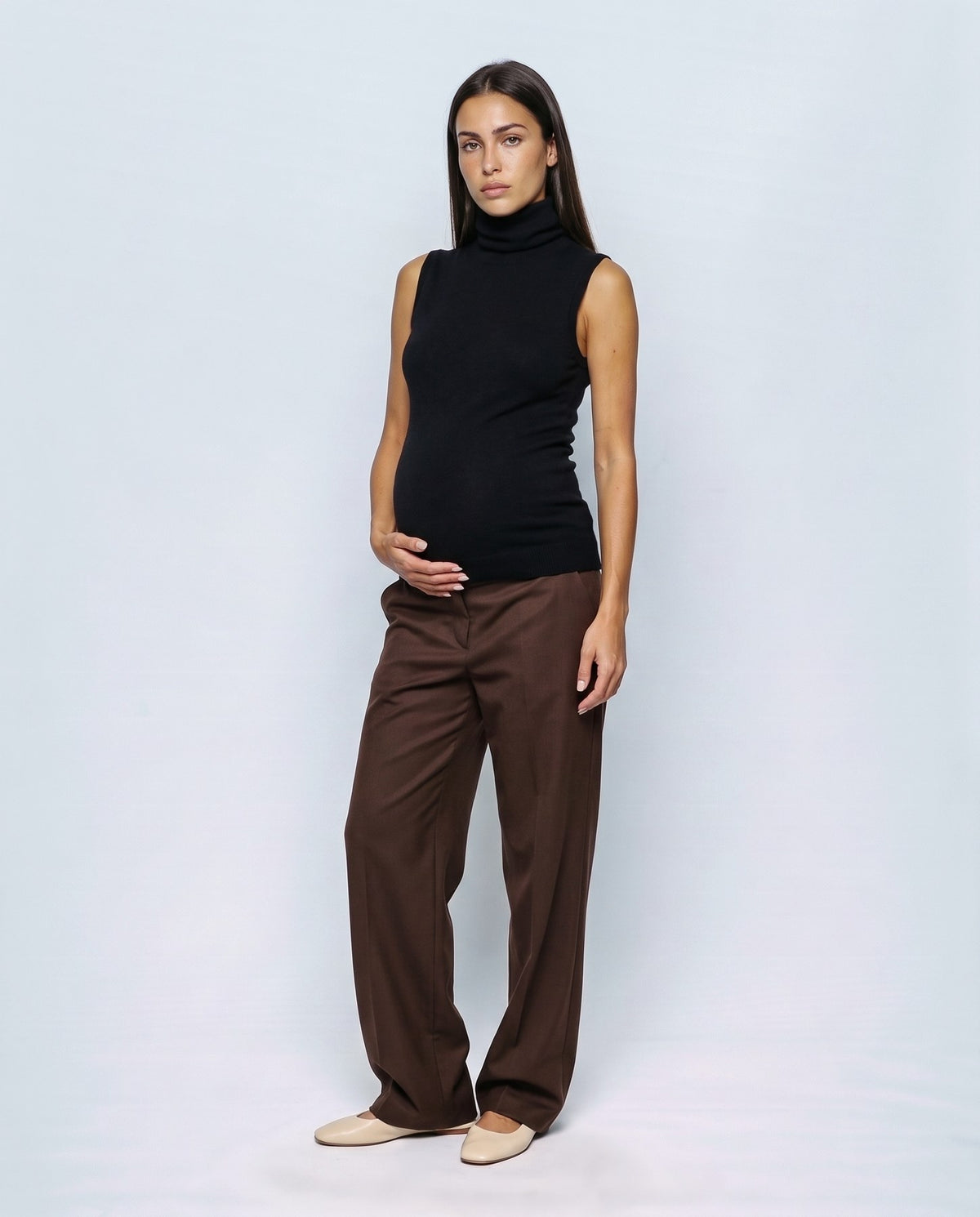 Noa Sleeveless Turtleneck in Black, front view