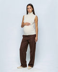 Noa Sleeveless Turtleneck in Cream white, front view
