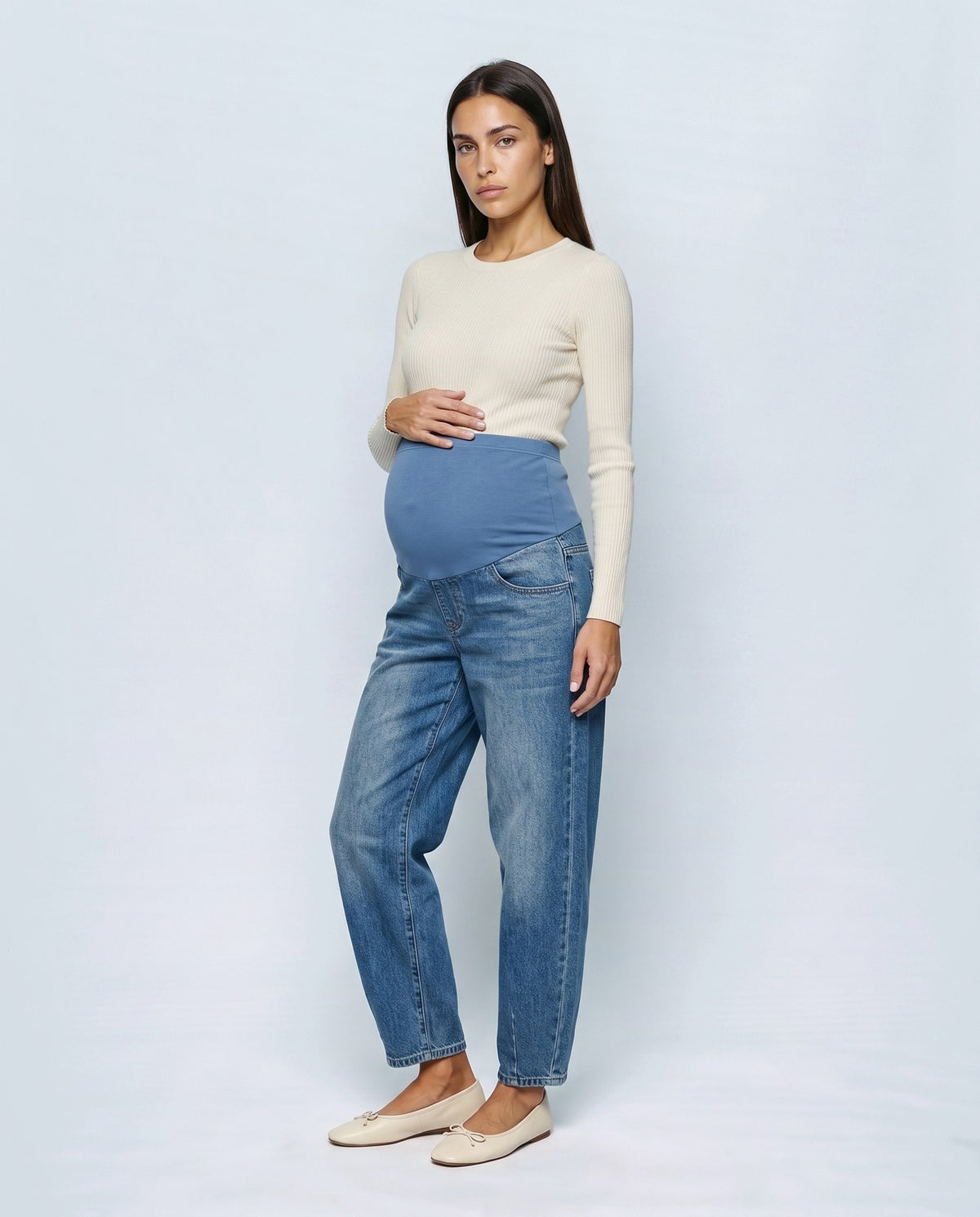 Remy Wide-Leg Maternity Jeans in Vintage blue, front view