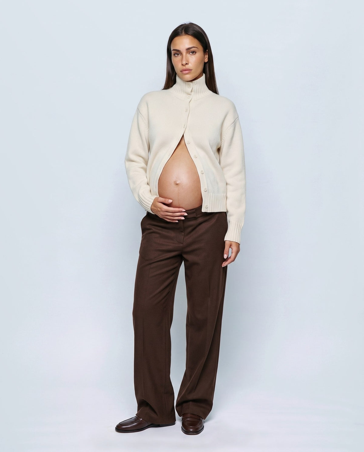 Sabine Cropped Cardigan in Milk cream, front view