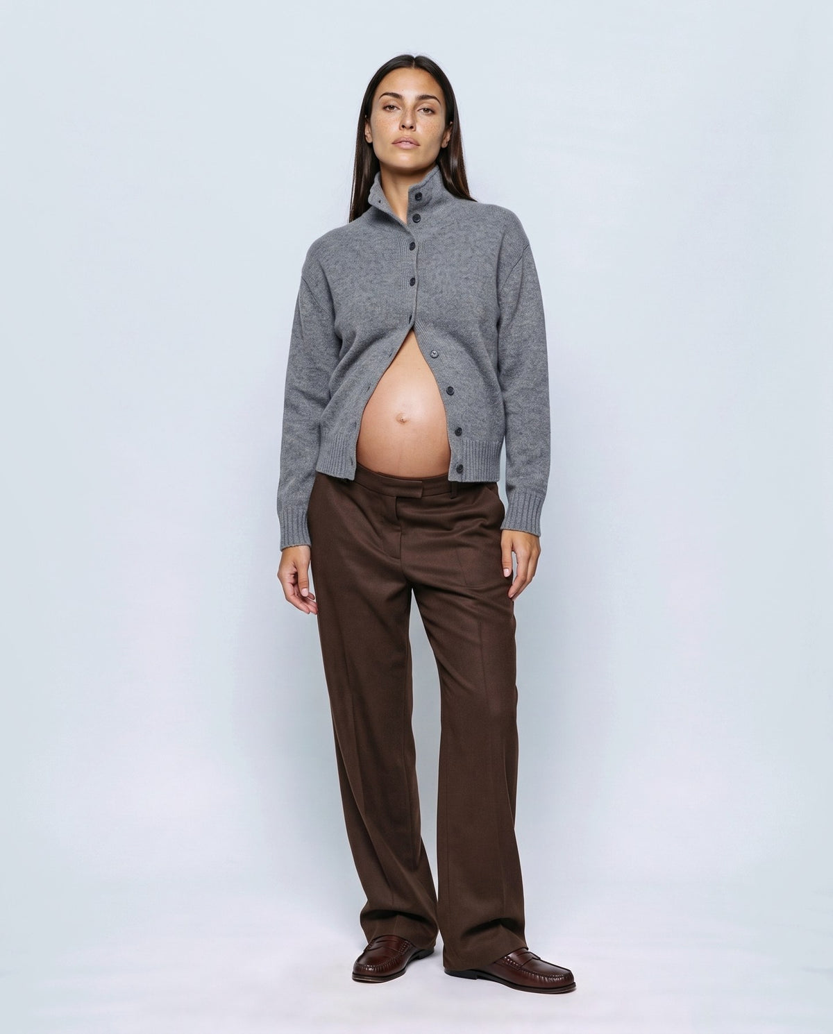 Sabine Cropped Cardigan in Paris grey, front view