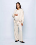 Sasha Zip Jacket & Pant Set in Beige, front view