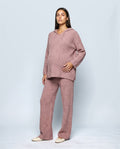 Solene Hooded Two-Piece Set in Rose, front view